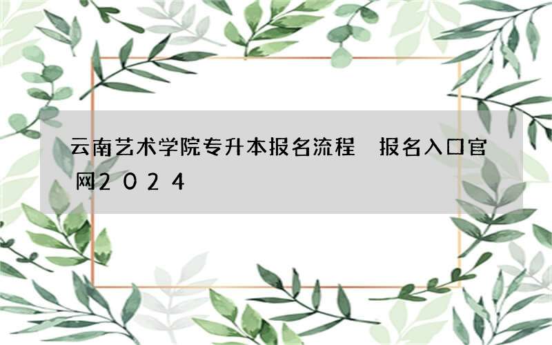 云南艺术学院专升本报名流程 报名入口官网2024